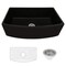 Ruvati 33 inch Fireclay Black Farmhouse Kitchen Sink Bow Front Curved Apron Single Bowl RVL2398BK - alternate 1